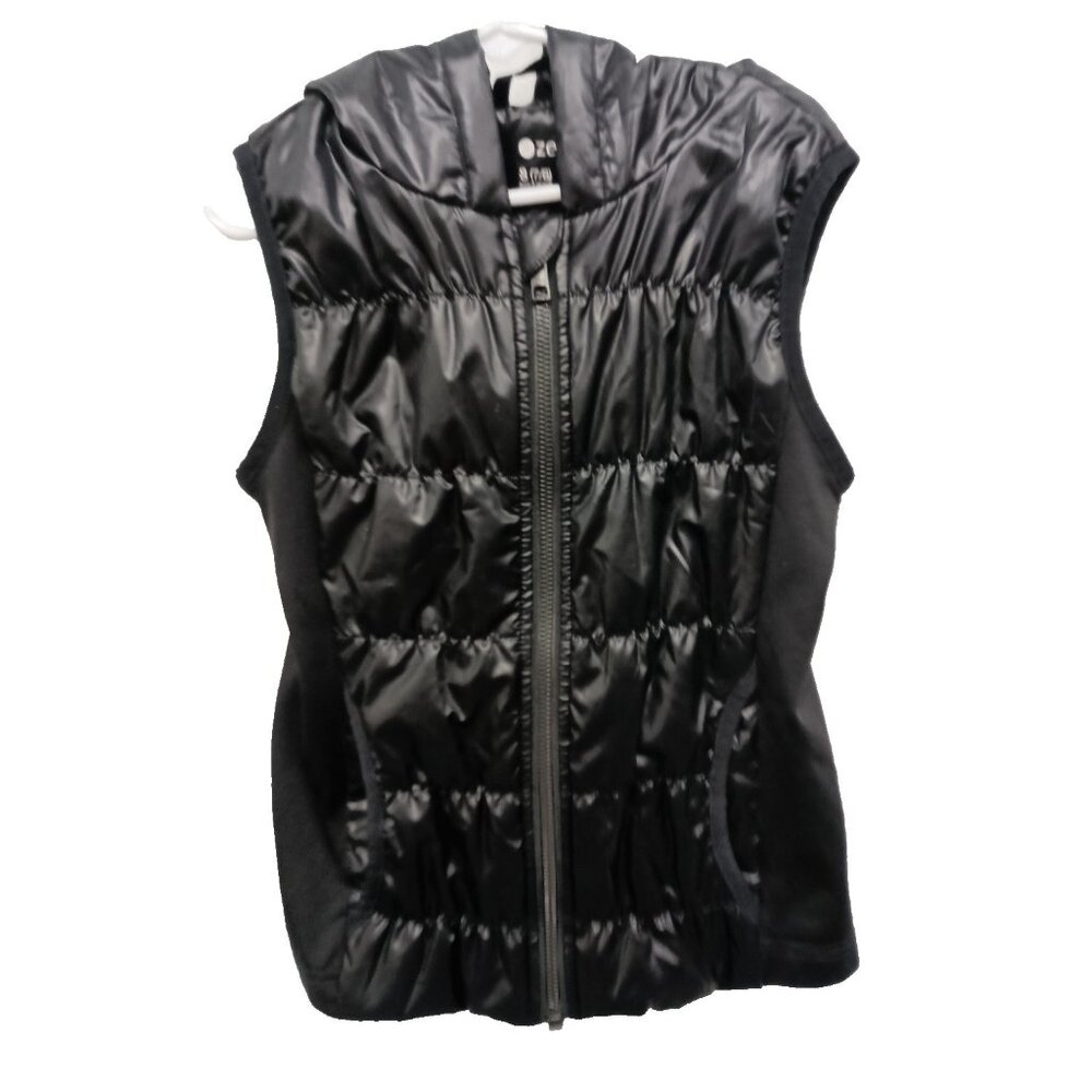 Zella Girls Hooded Vest Size 7/8 Black Quilted Full Zip Outdoor Sports Winter